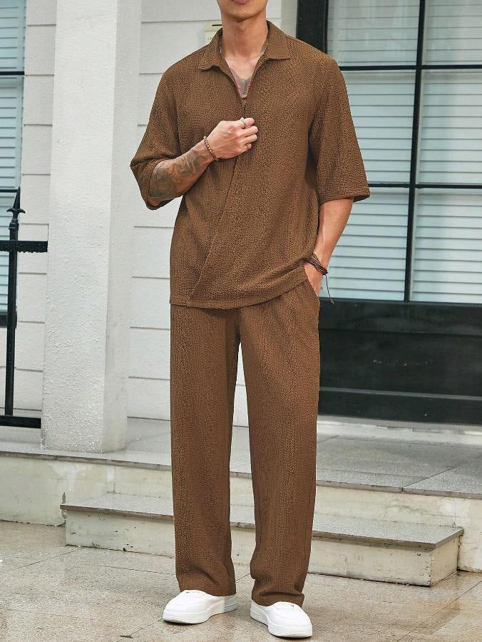 Men's Relaxed Fit Linen Blend Two-Piece Lounge Set – Comfortable & Stylish