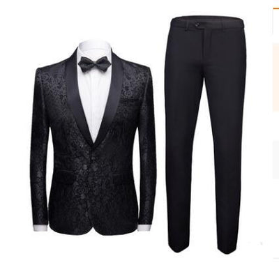 Men's Paisley Pattern Tuxedo Suit with Black Pants