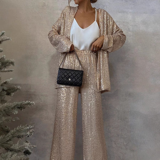 Two-piece Sequin Pants Set