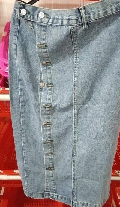 Button Down High Waist Denim Skirt