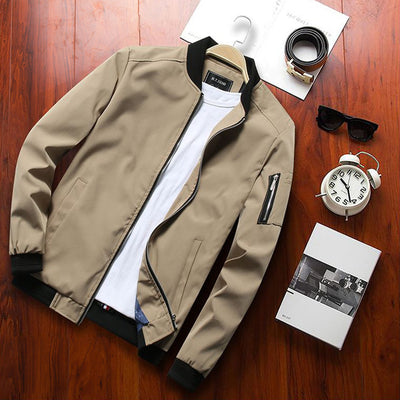 Men's Stylish Bomber Jacket with Zipper Pockets