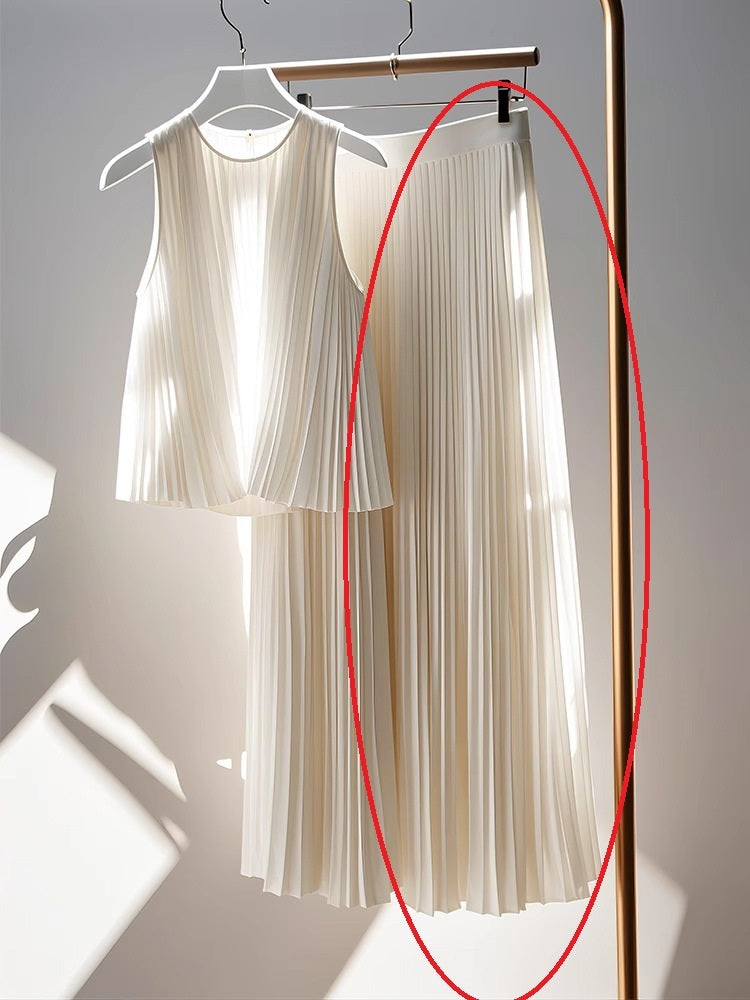 Vera White Pleated Skirt Two-piece Set