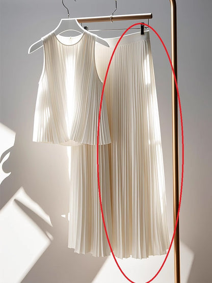 Vera White Pleated Skirt Two-piece Set