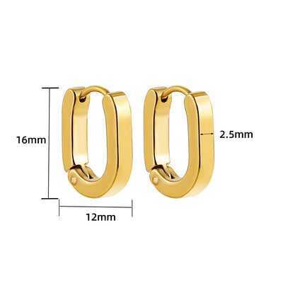 U-shaped Oval Stainless Steel Earring Geometry