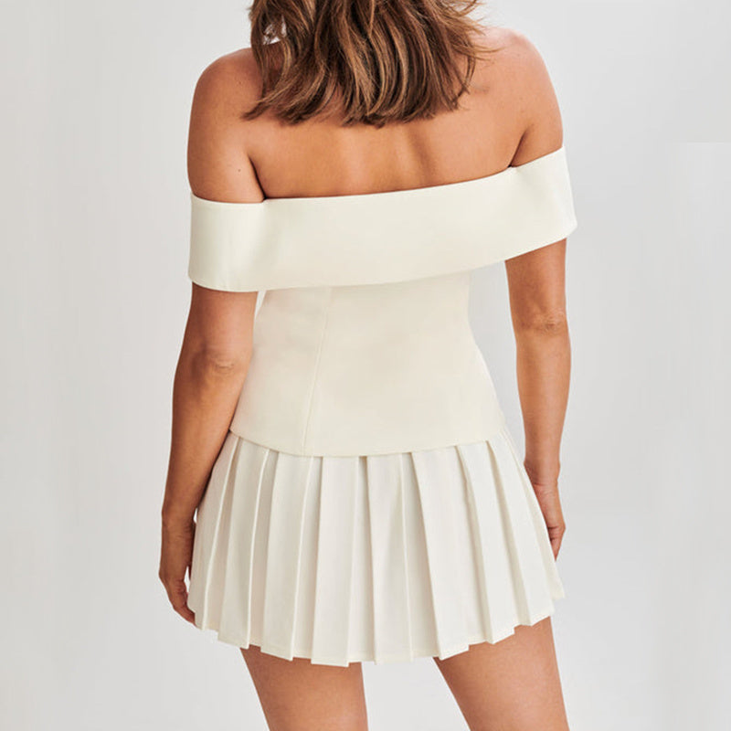 Double-breasted Top and Skirt Set