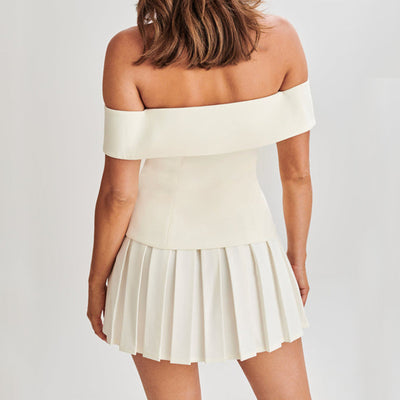Double-breasted Top and Skirt Set