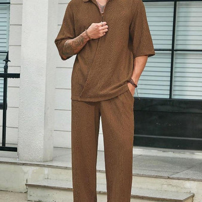 Men's Relaxed Fit Linen Blend Two-Piece Lounge Set – Comfortable & Stylish