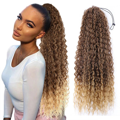 Synthetic Curly Drawstring Ponytail (Color T4/27)