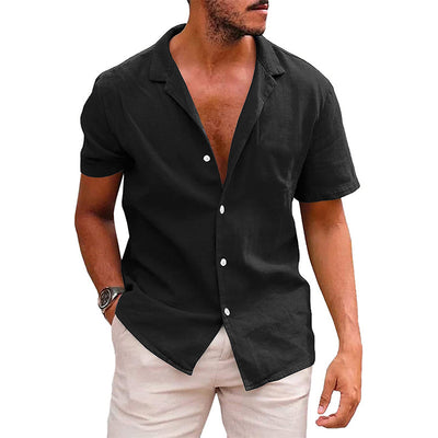 Men's Linen-Blend Short-Sleeve Casual Shirt – Stylish, Lightweight & Breathable