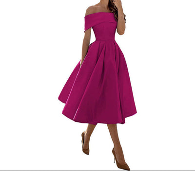 Annie Off-Shoulder Tea Length Dress