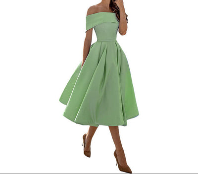 Annie Off-Shoulder Tea Length Dress