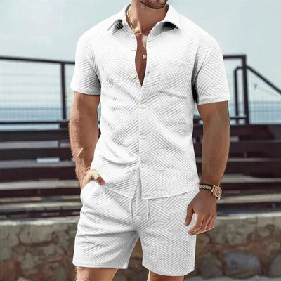 Casual Short-sleeved Shirt And Shorts Two-piece Set