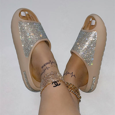 Rhinestone PeepToe Slides