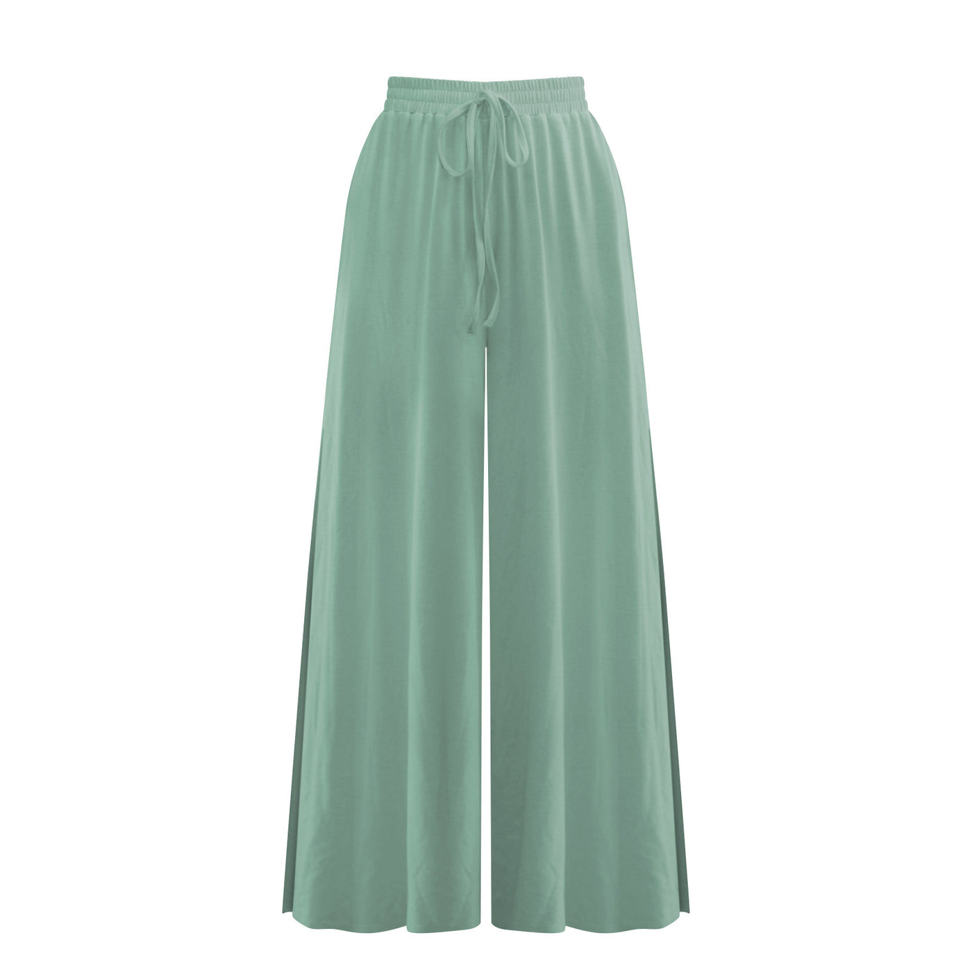 Loose Drawstring Side Slit Wide Leg Pants