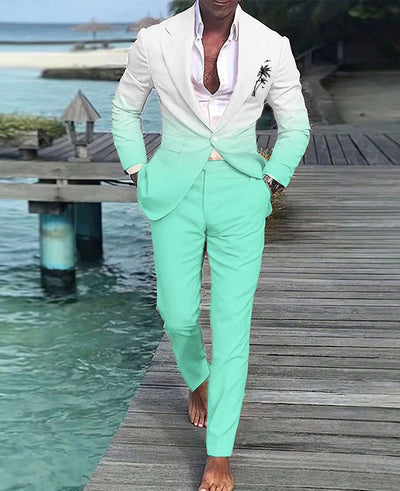 Men's Stylish Two-Tone Suit with White Blazer & Pink Trousers – Elegant Beach or Event Wear