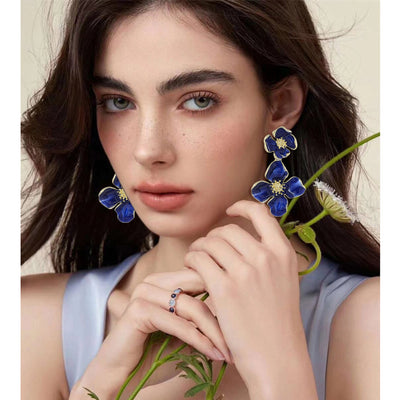 Drop Oil Camellia Earrings
