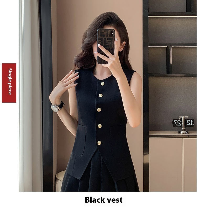 Tailored Vest & Pleated Skirt Set