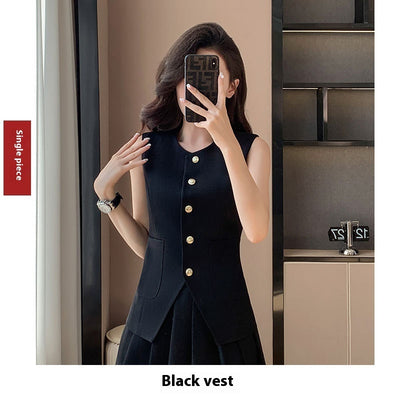 Tailored Vest & Pleated Skirt Set