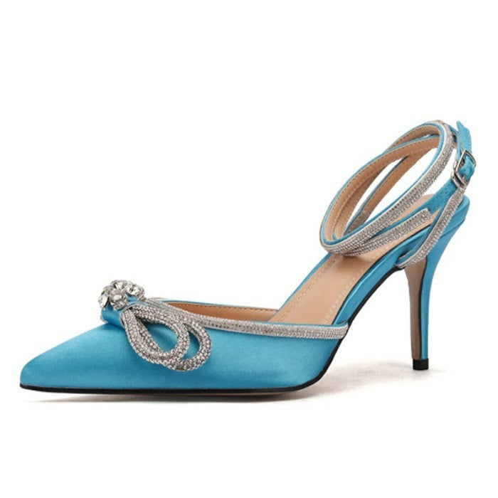 Silk Back Bandage Women's Stiletto Heel Sandals French Style