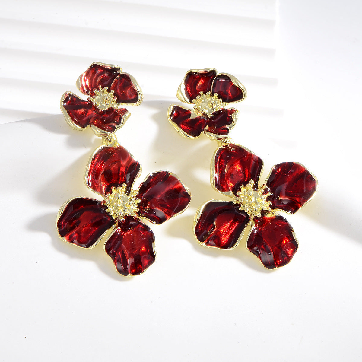 Drop Oil Camellia Earrings