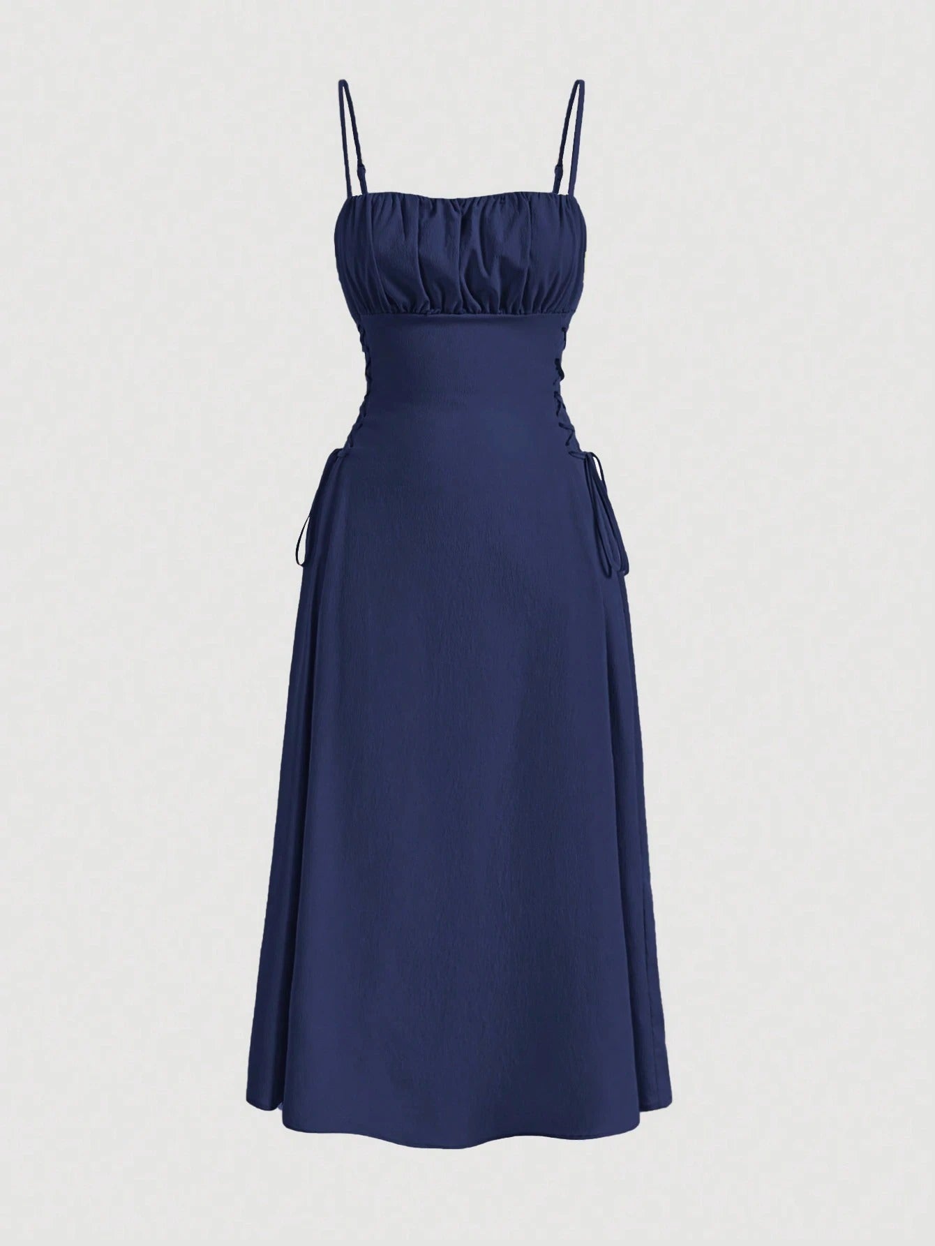Spaghetti Straps Chest Wrap Midi Dress