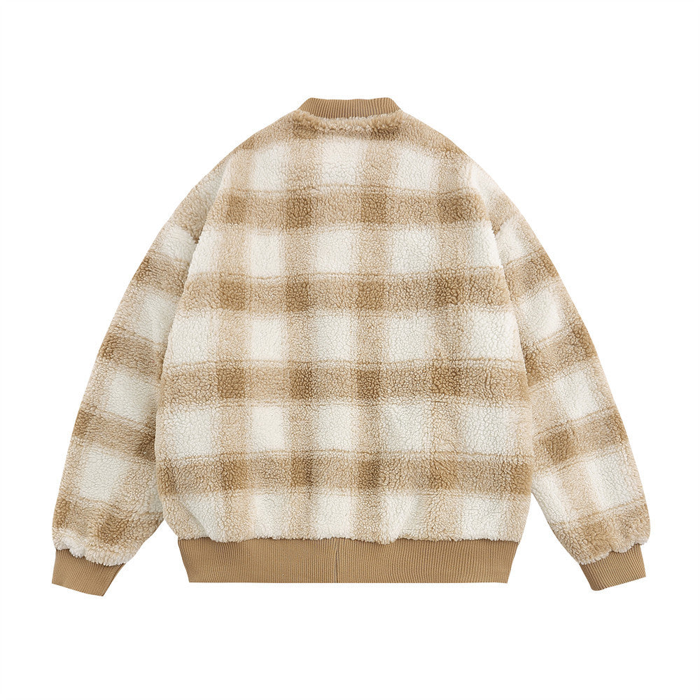 Boys' Checkered Letter Patch Bomber Jacket