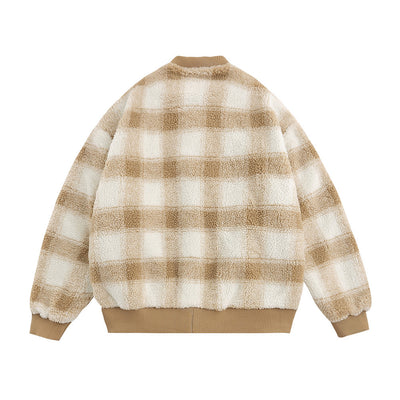 Boys' Checkered Letter Patch Bomber Jacket