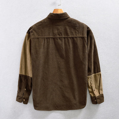 Men's Casual Colorblock Corduroy Shirt Jacket – Rugged Style & Comfort
