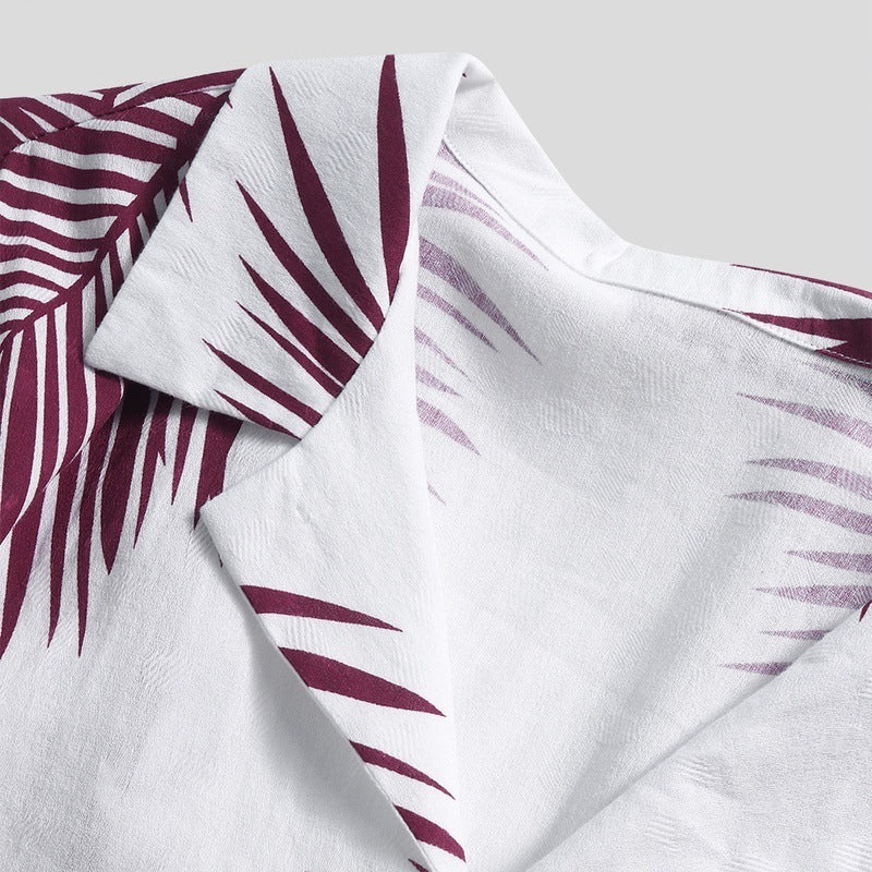 Men's Tropical Palm Leaf Print Short Sleeve Shirt – Casual, Vibrant & Perfect for Summer