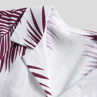 Men's Tropical Palm Leaf Print Short Sleeve Shirt – Casual, Vibrant & Perfect for Summer