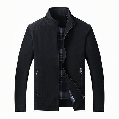 Men's Casual Faux Leather Jacket with Zipper Pockets