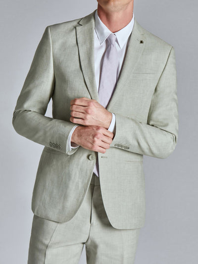 Men's Light Sage Linen Slim Fit Suit Jacket