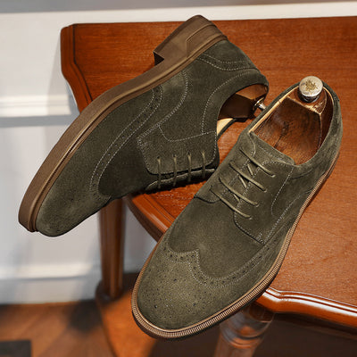 New Vintage Engraving Suede Leather Breathable Shoes Men