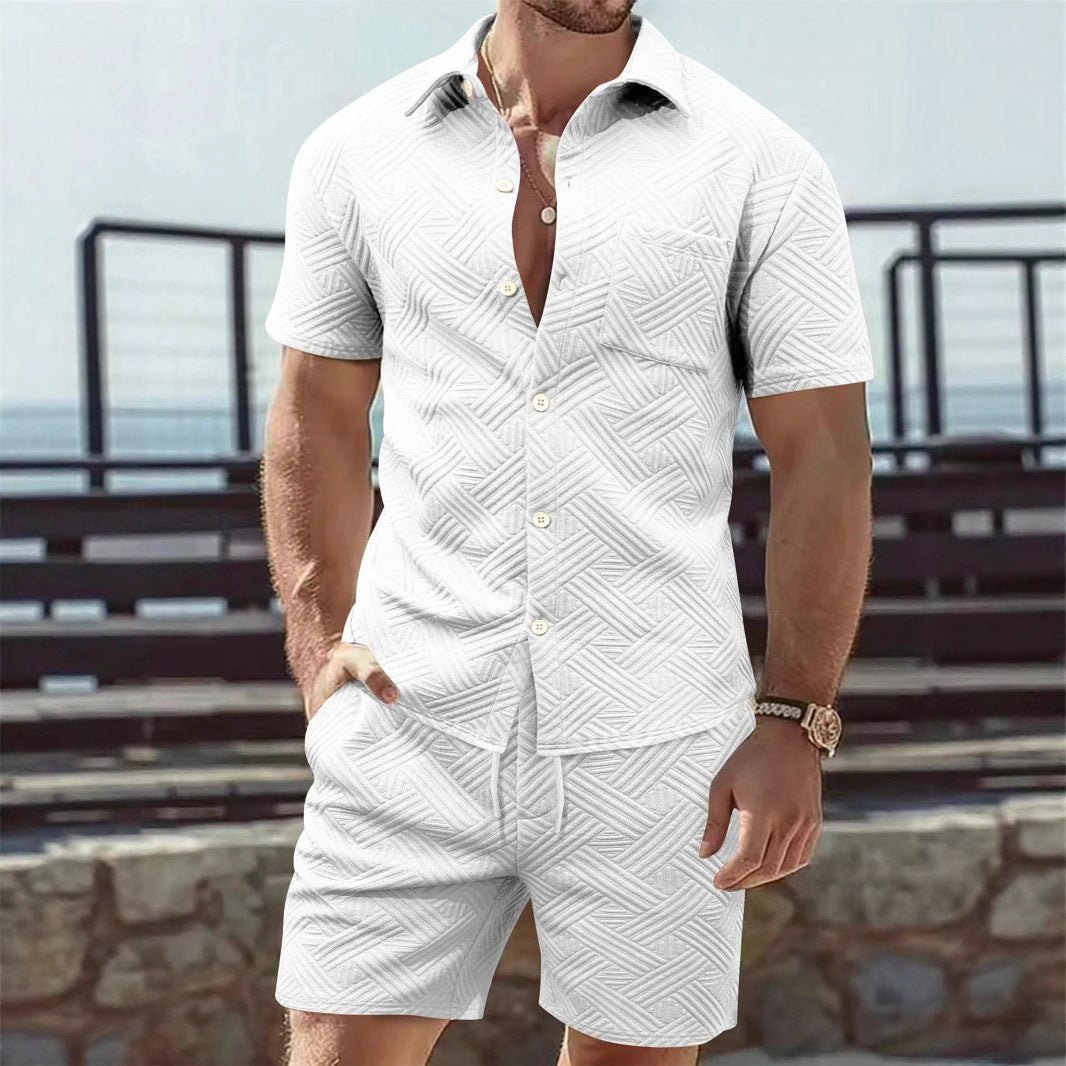 Casual Short-sleeved Shirt And Shorts Two-piece Set