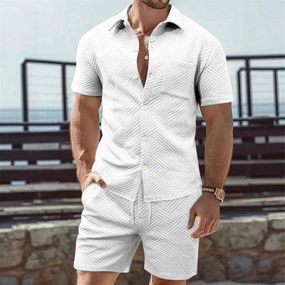 Casual Short-sleeved Shirt And Shorts Two-piece Set
