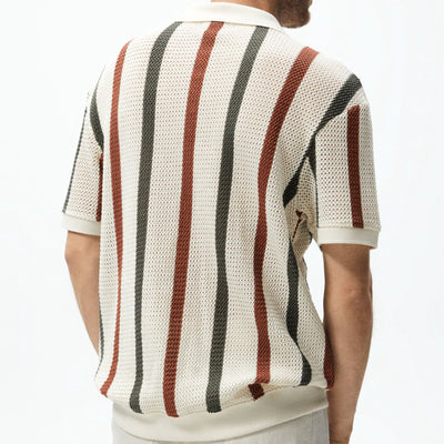 Men’s Striped Short-Sleeve Polo Shirt
