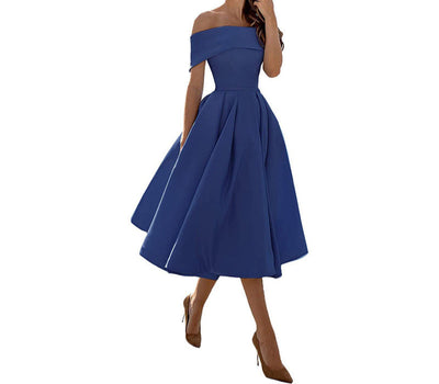 Annie Off-Shoulder Tea Length Dress