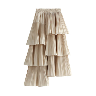Asymmetric Pleated Skirt