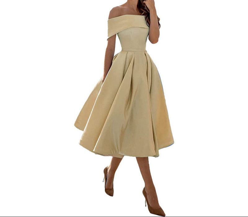Annie Off-Shoulder Tea Length Dress