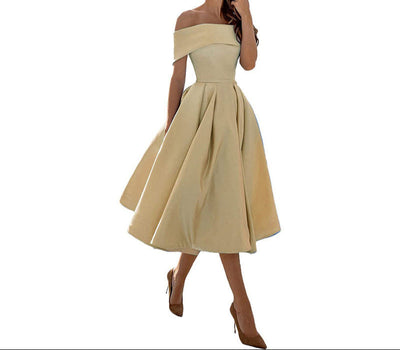Annie Off-Shoulder Tea Length Dress