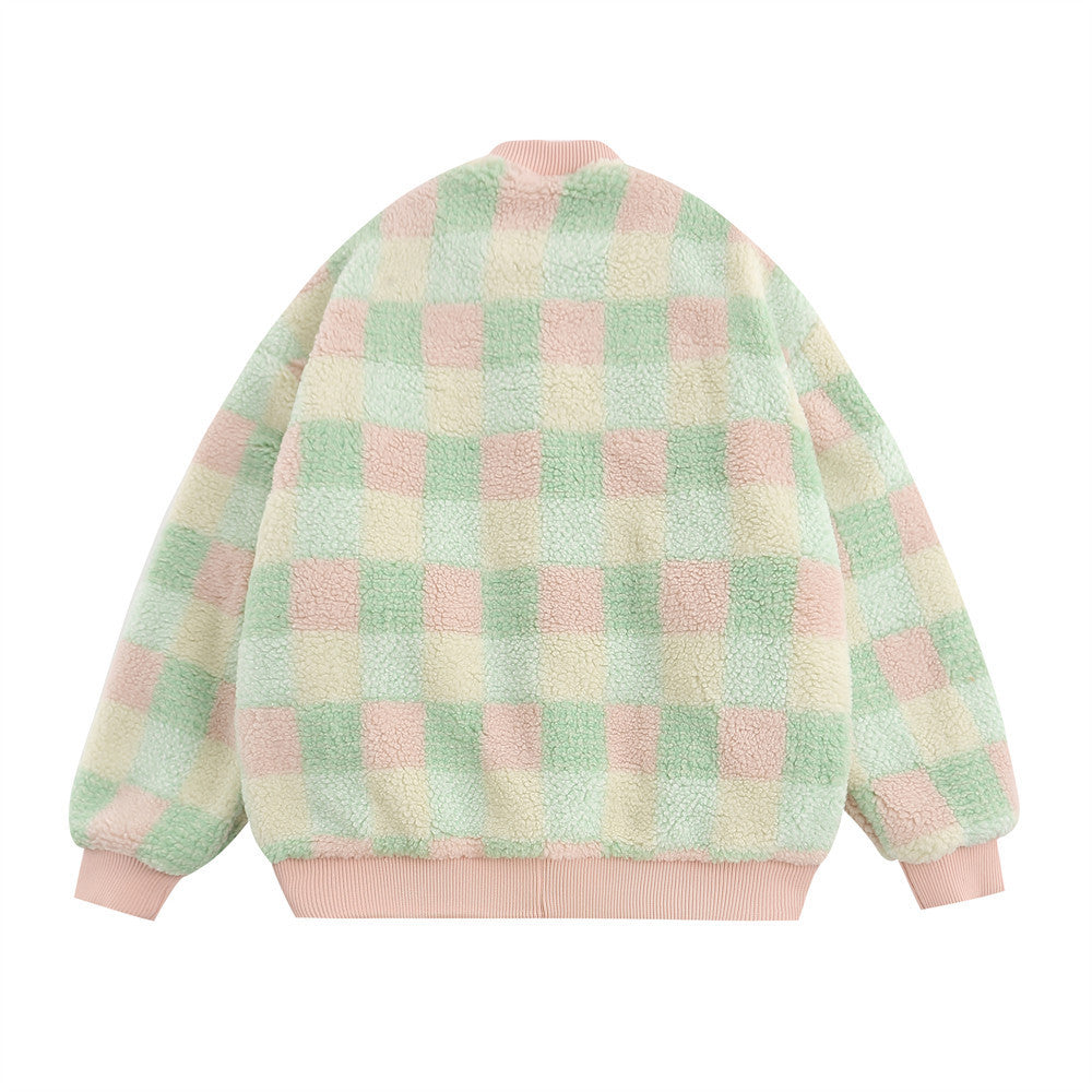 Boys' Checkered Letter Patch Bomber Jacket