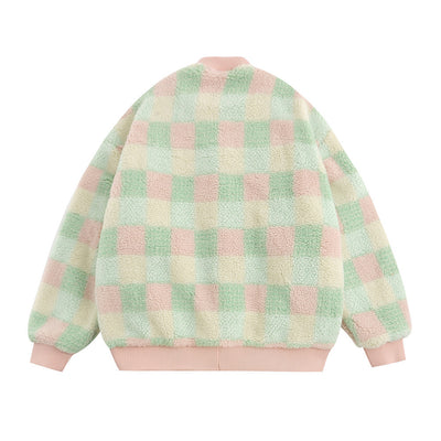 Boys' Checkered Letter Patch Bomber Jacket