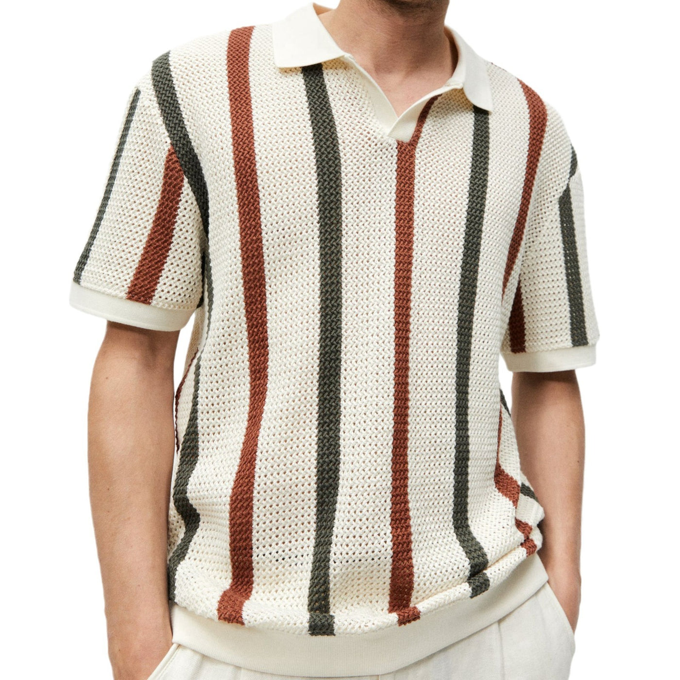 Men’s Striped Short-Sleeve Polo Shirt