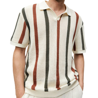 Men’s Striped Short-Sleeve Polo Shirt