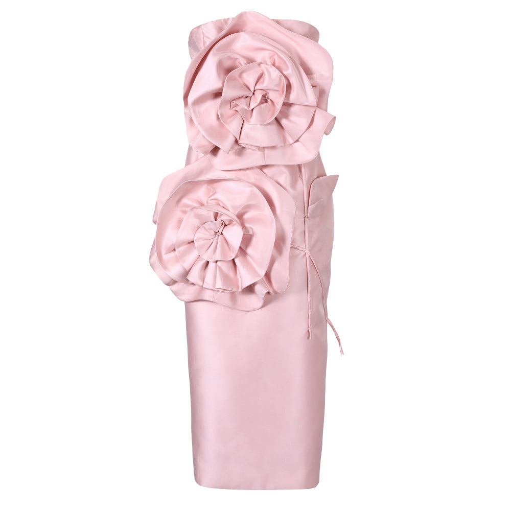 Large Flower Stitching Sleeveless Dress