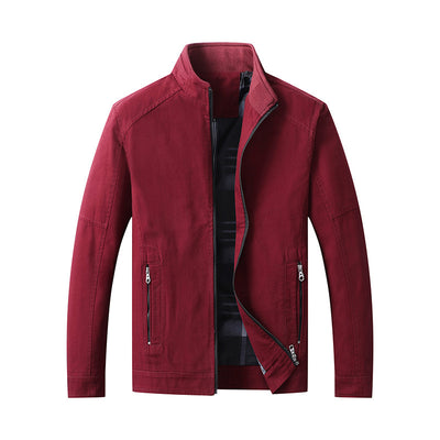Men's Casual Faux Leather Jacket with Zipper Pockets