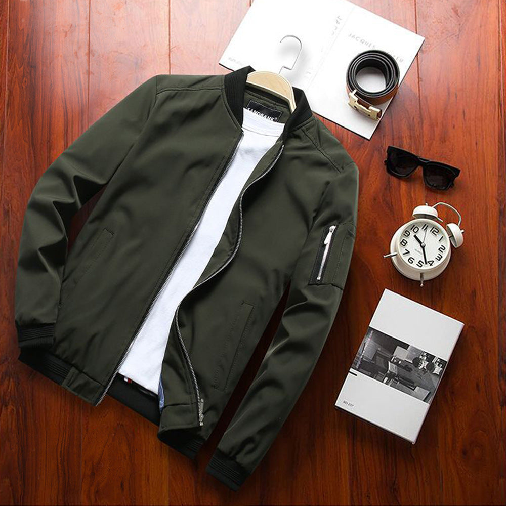 Men's Stylish Bomber Jacket with Zipper Pockets
