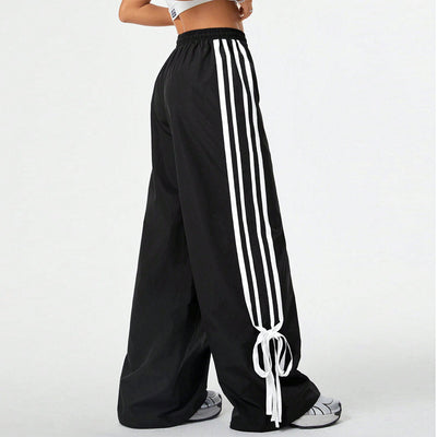 Sporty Wide Leg Drawstring Pants