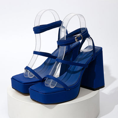 Strappy High Heel Chunky Sandals