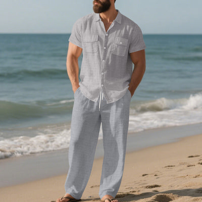 Lapel Shirt Short Sleeve Trousers Suit Men